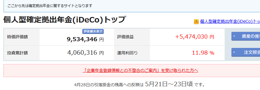 iDeCo 2025年5月の運用実績 +5,474,030