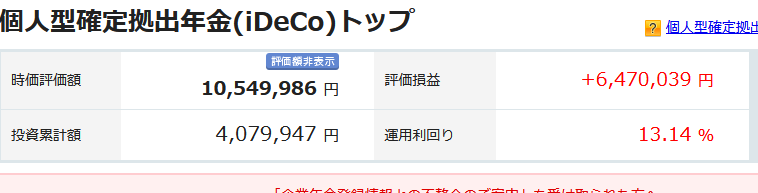 iDeCo 2025年7月の運用実績 +6,470,039