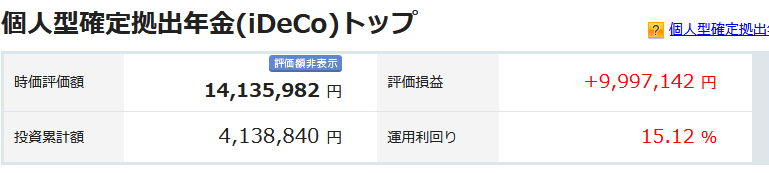 iDeCo 2026年7月の運用実績 +9,997,142
